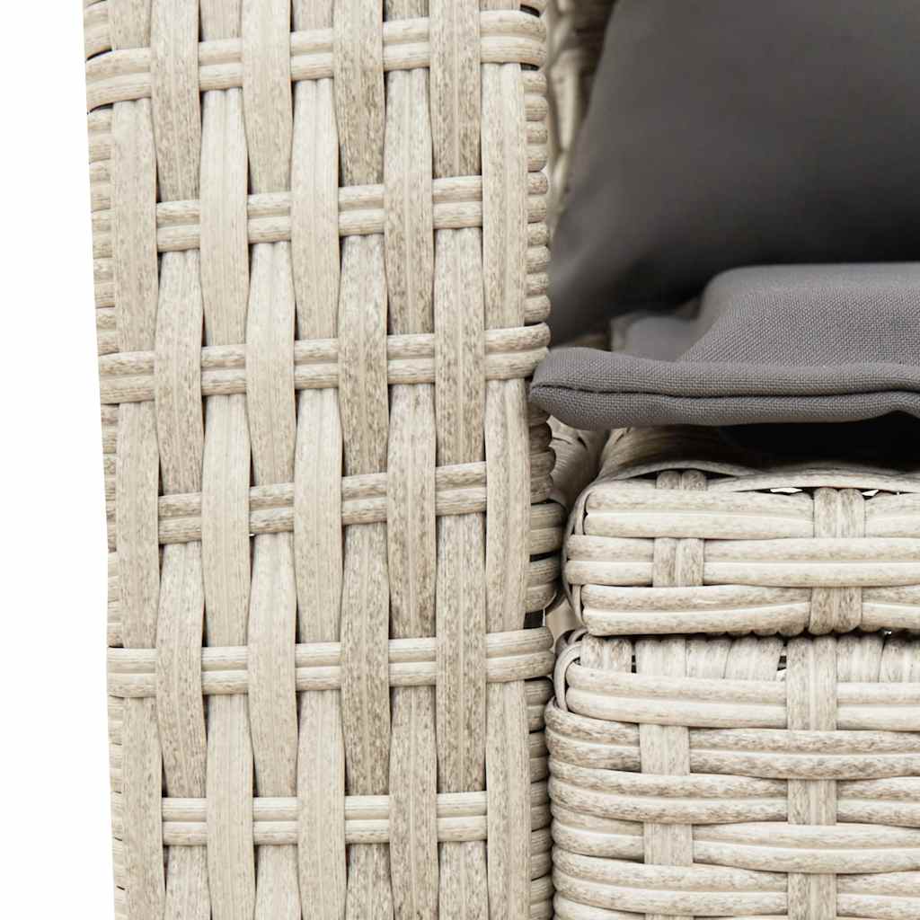 vidaXL Garten-Schaukelstuhl mit Kissen Hellgrau Poly Rattan