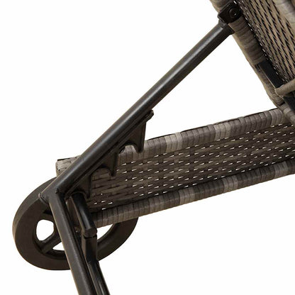 Sonnenliege mit Rollen und Auflage Grau Poly Rattan