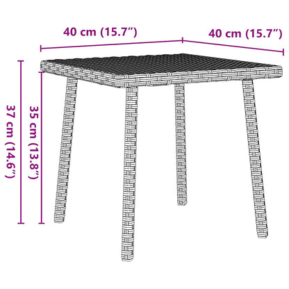 Garten-Couchtisch Rechteckig Hellgrau 40x40x37 cm Poly Rattan