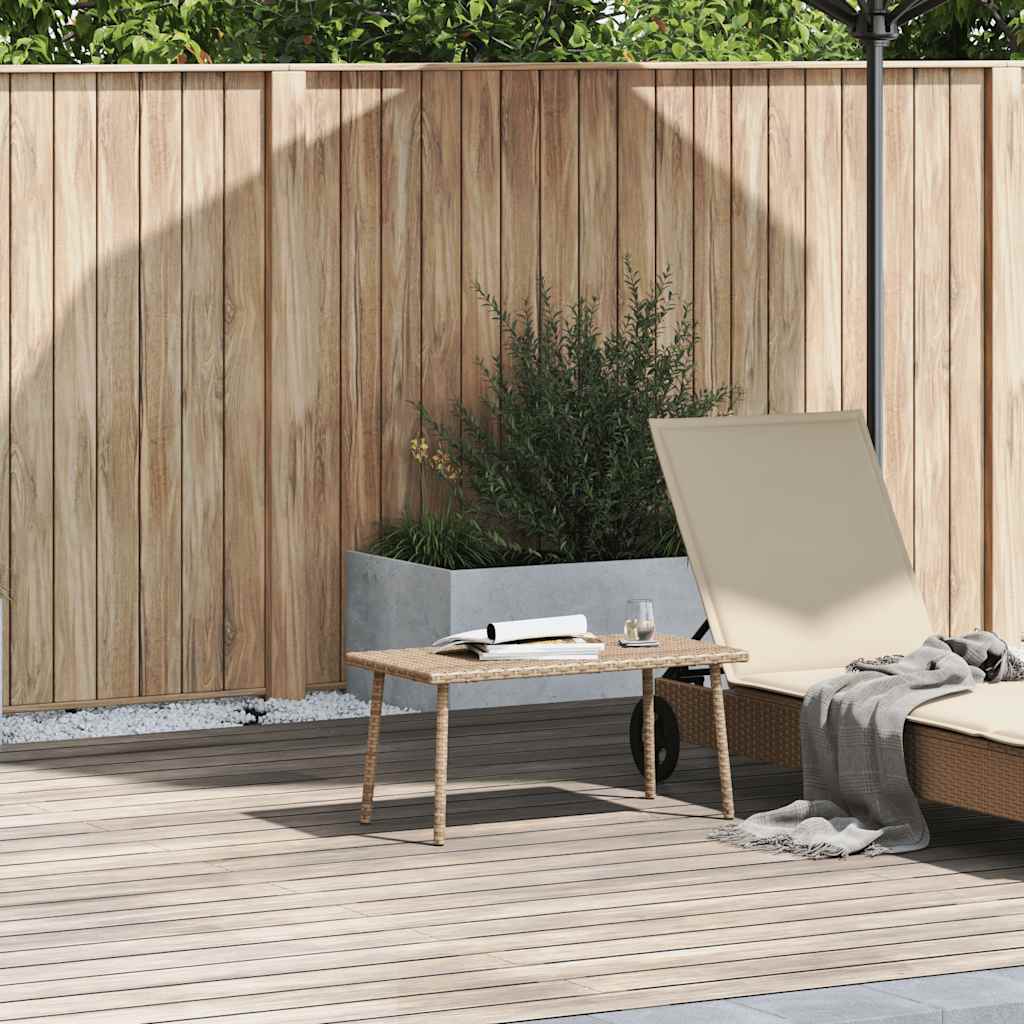 vidaXL Garten-Couchtisch Rechteckig Beige 80x40x37 cm Poly Rattan