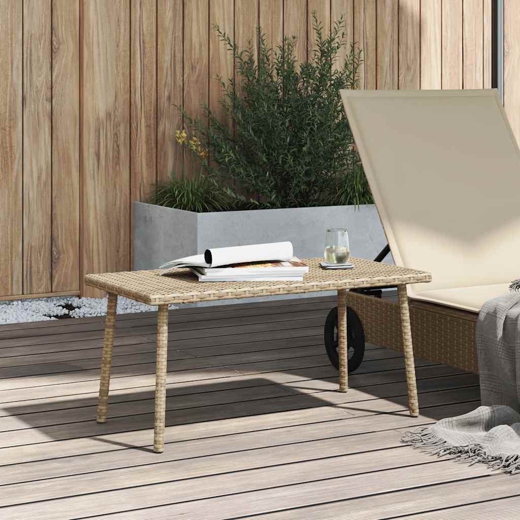 vidaXL Garten-Couchtisch Rechteckig Beige 80x40x37 cm Poly Rattan