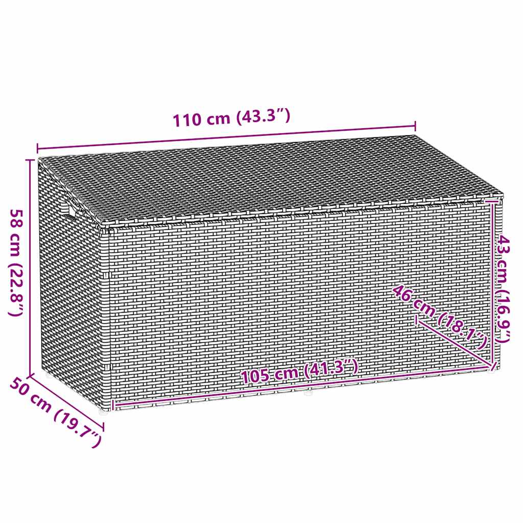 Garten-Aufbewahrungsbox Schwarz 110 x 50 x 58 cm Poly Rattan