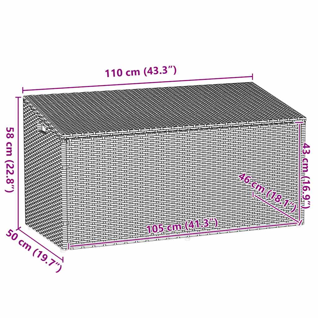 Garten-Auflagenbox Hellgrau 110x50x58 cm Poly Rattan