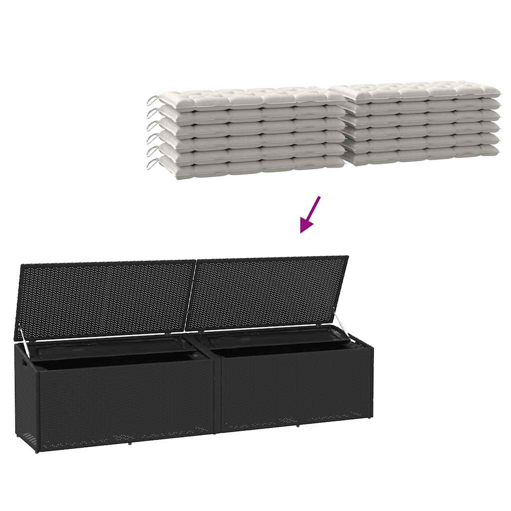 Garten-Auflagenbox Schwarz 220x50x58 cm Poly Rattan