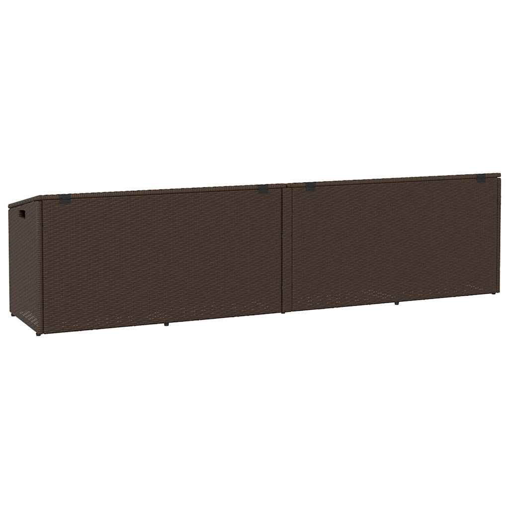 Garten-Auflagenbox Braun 220x50x58 cm Poly Rattan