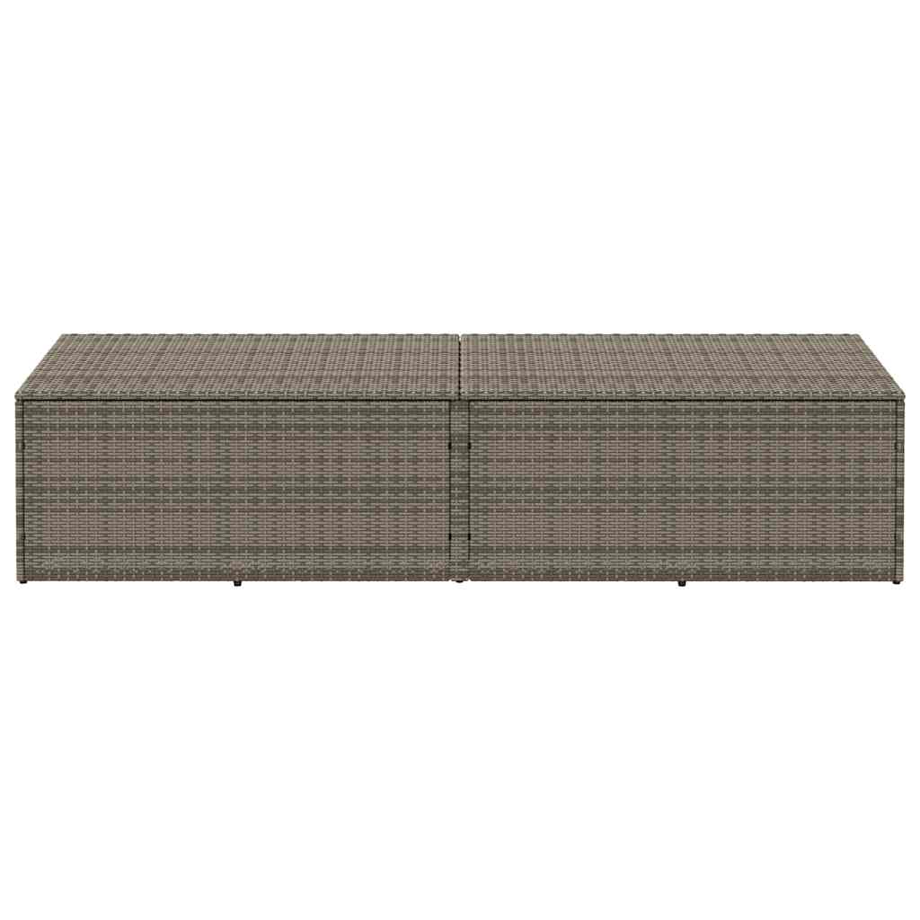 Garten-Auflagenbox Grau 220x50x58 cm Poly Rattan