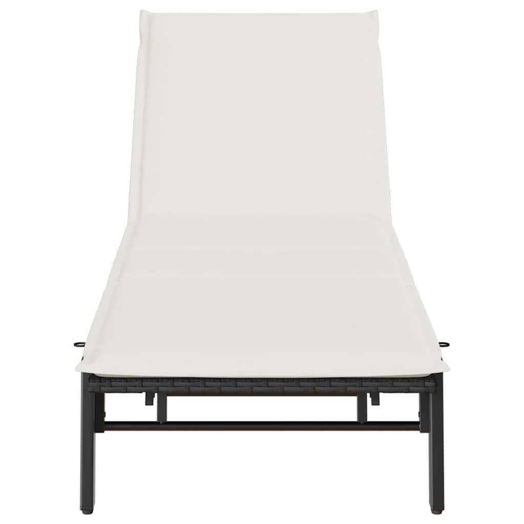 Sonnenliege mit Auflage Schwarz Poly-Rattan