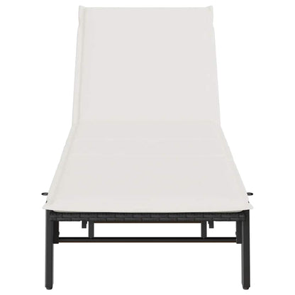 Sonnenliege mit Auflage Schwarz Poly-Rattan