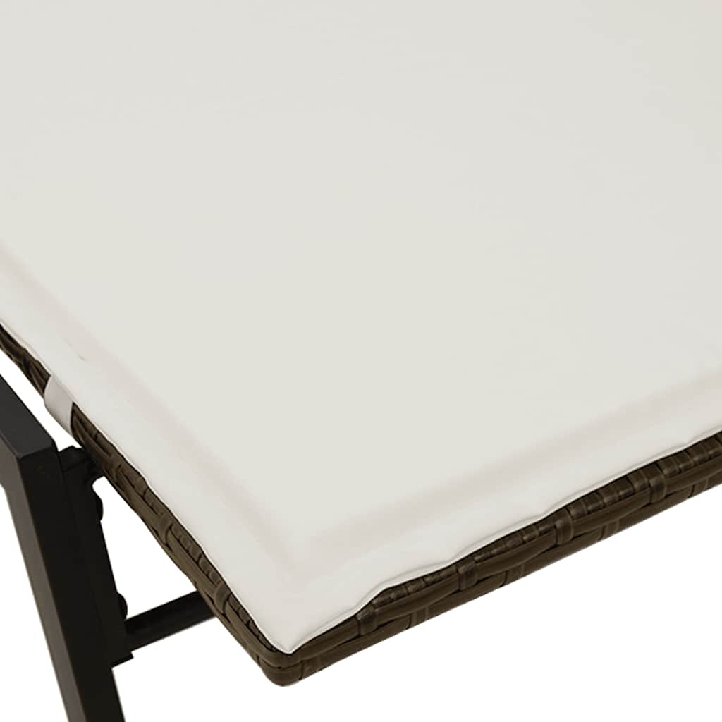 Sonnenliege mit Auflage Braun Poly Rattan