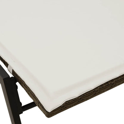 Sonnenliege mit Auflage Braun Poly Rattan