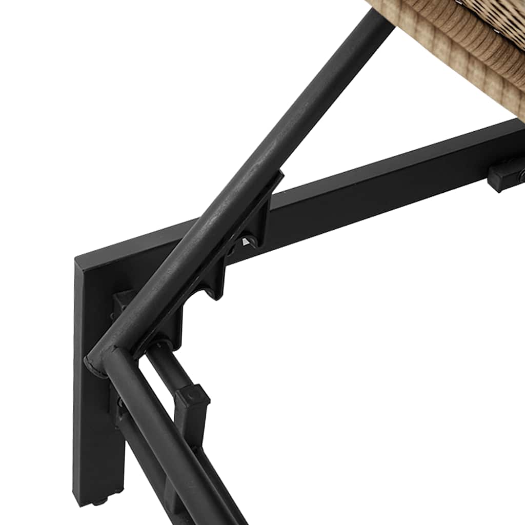 Sonnenliege mit Auflage Beige Poly Rattan