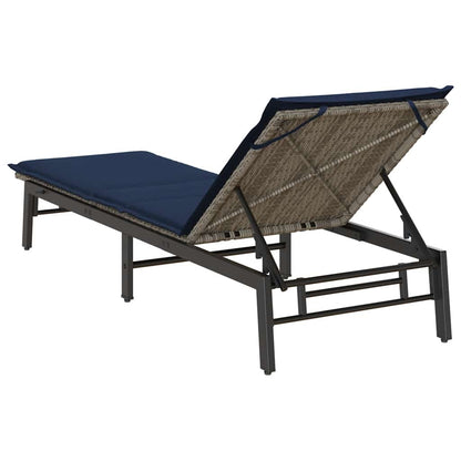 Sonnenliege mit Auflage Grau Poly Rattan