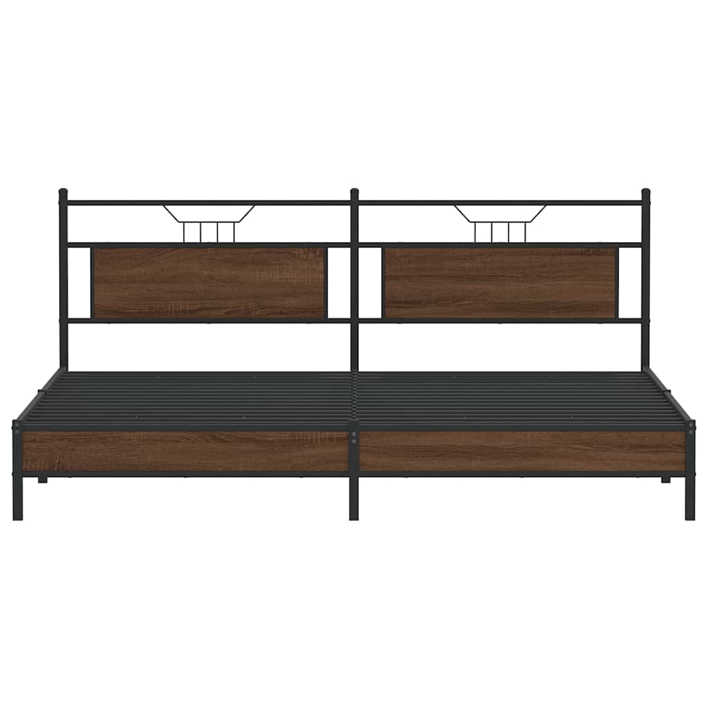 vidaXL Metallbett ohne Matratze Braun Eichen-Optik 193x201 cm