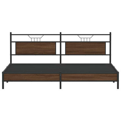 vidaXL Metallbett ohne Matratze Braun Eichen-Optik 193x201 cm