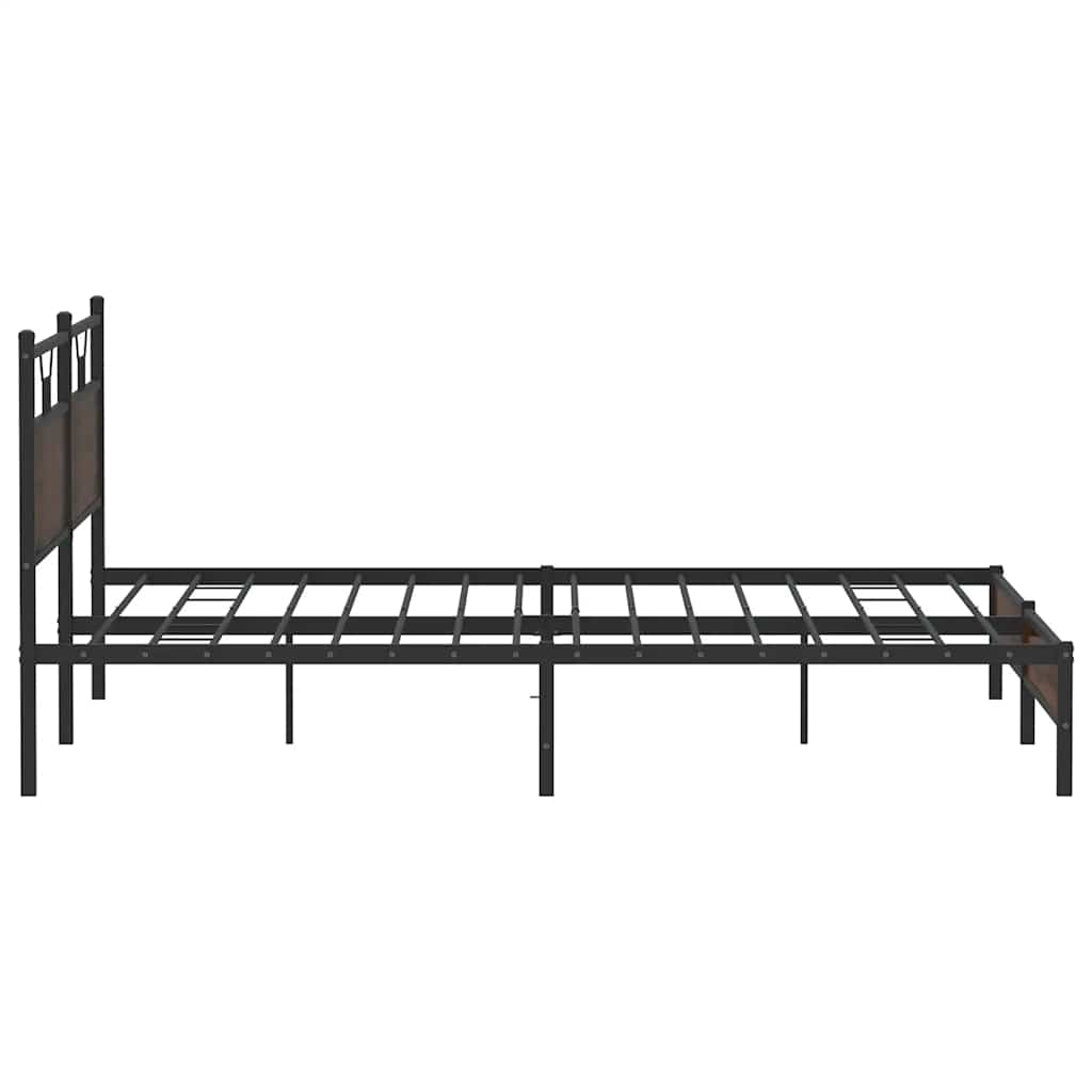 vidaXL Metallbett ohne Matratze Braun Eichen-Optik 193x201 cm