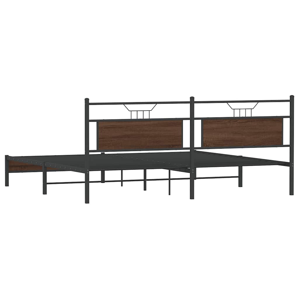 vidaXL Metallbett ohne Matratze Braun Eichen-Optik 193x201 cm