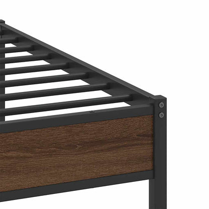 vidaXL Metallbett ohne Matratze Braun Eichen-Optik 193x201 cm