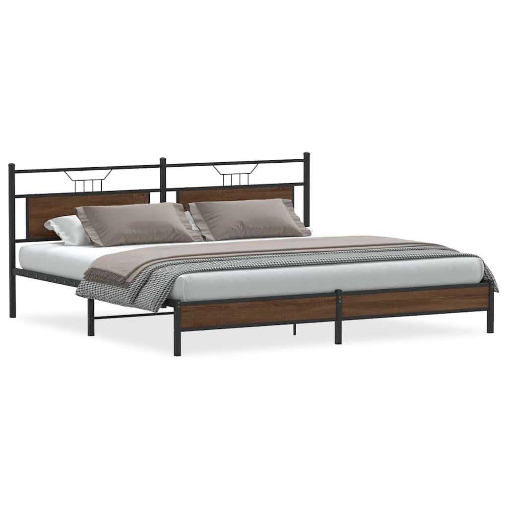 vidaXL Metallbett ohne Matratze Braun Eichen-Optik 200x200 cm