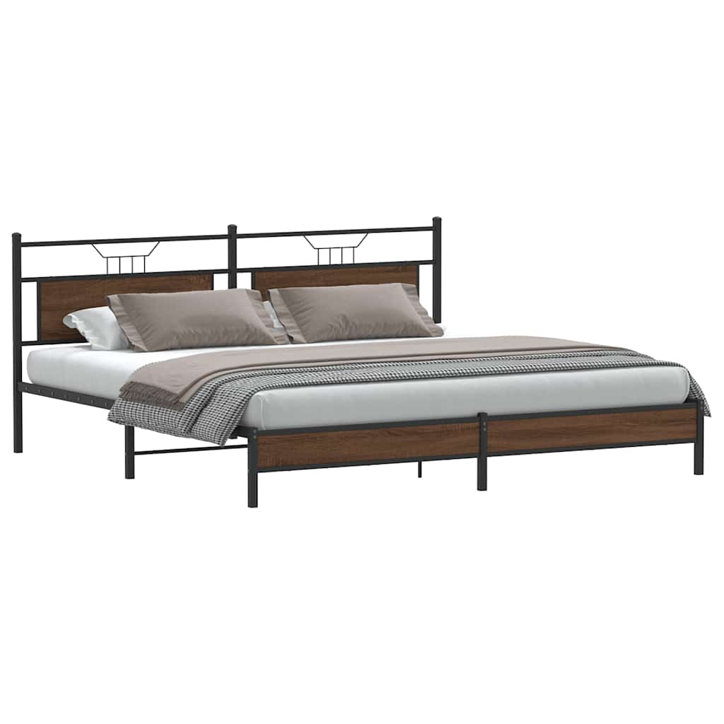 vidaXL Metallbett ohne Matratze Braun Eichen-Optik 200x200 cm