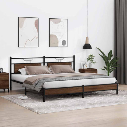 vidaXL Metallbett ohne Matratze Braun Eichen-Optik 200x200 cm