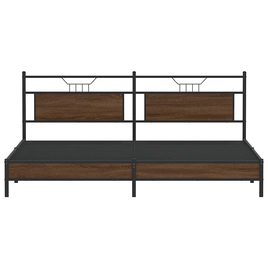 vidaXL Metallbett ohne Matratze Braun Eichen-Optik 200x200 cm