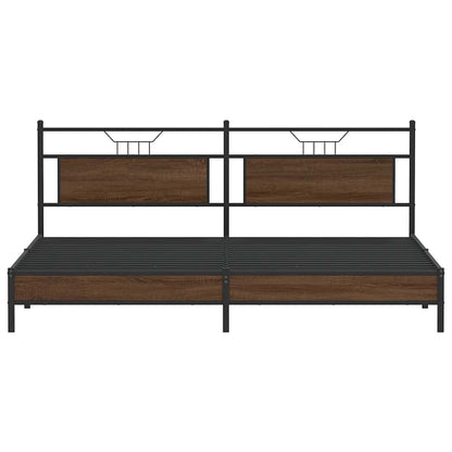 vidaXL Metallbett ohne Matratze Braun Eichen-Optik 200x200 cm