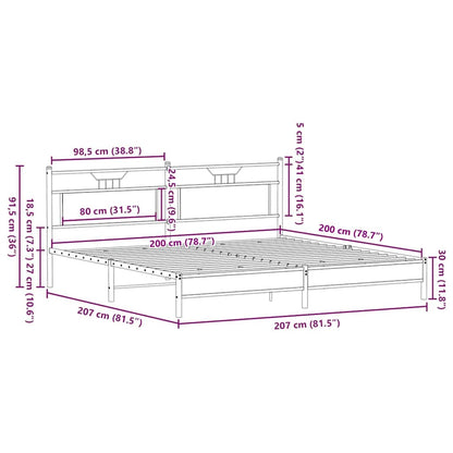 vidaXL Metallbett ohne Matratze Braun Eichen-Optik 200x200 cm