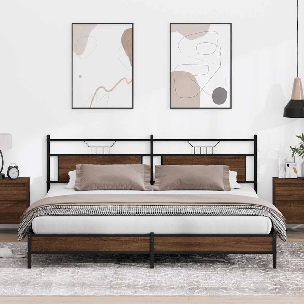 vidaXL Metallbett ohne Matratze Braun Eichen-Optik 200x200 cm