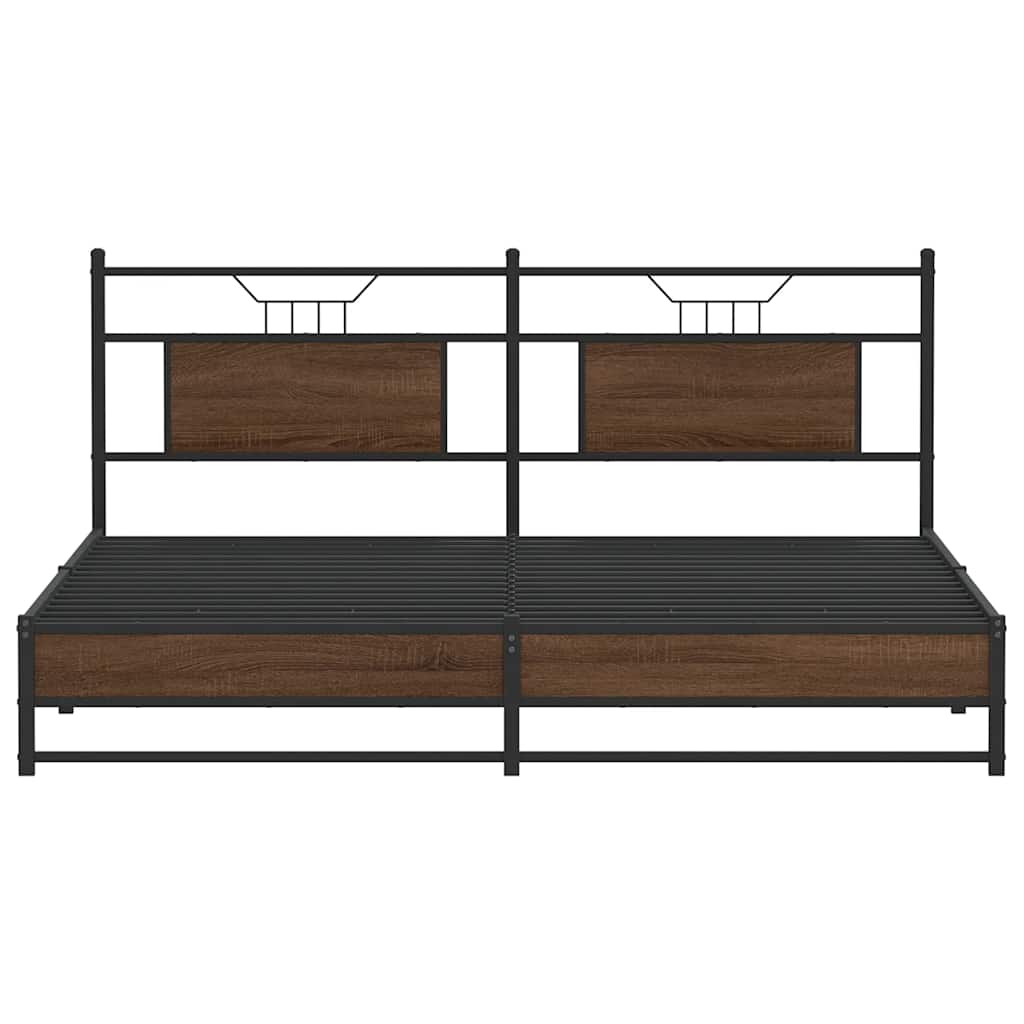 vidaXL Metallbett ohne Matratze Braun Eichen-Optik 180x200 cm