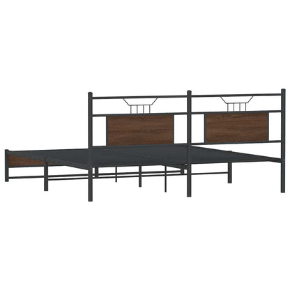 vidaXL Metallbett ohne Matratze Braun Eichen-Optik 180x200 cm