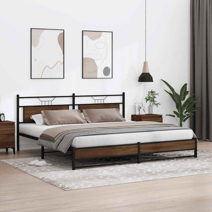 vidaXL Metallbett ohne Matratze Braun Eichen-Optik 193x201 cm