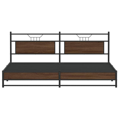 Metallbett ohne Matratze Braun Eichen-Optik 193x201 cm