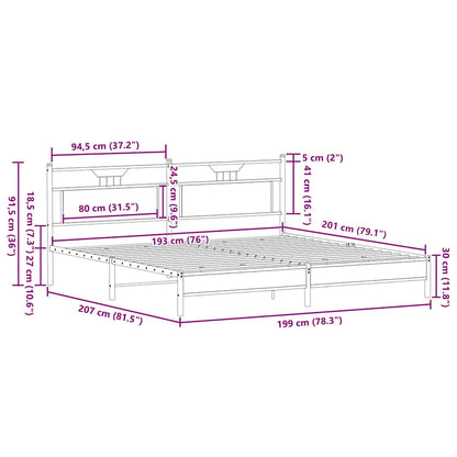 Metallbett ohne Matratze Braun Eichen-Optik 193x201 cm