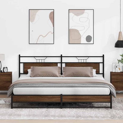 Metallbett ohne Matratze Braun Eichen-Optik 193x201 cm