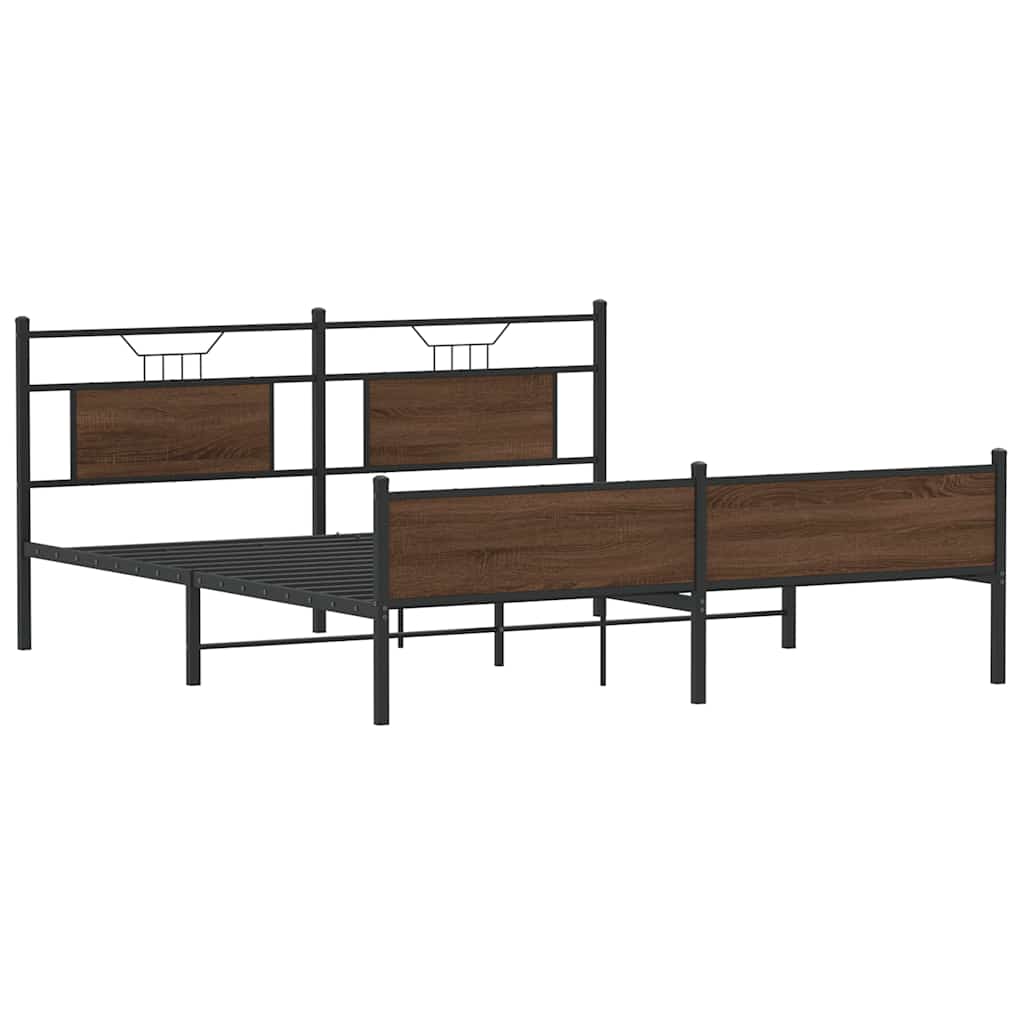vidaXL Metallbett ohne Matratze Braun Eichen-Optik 160x200 cm