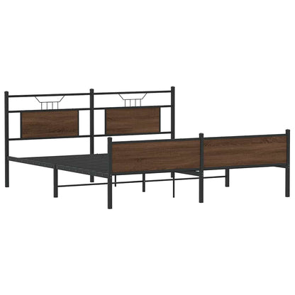 vidaXL Metallbett ohne Matratze Braun Eichen-Optik 160x200 cm