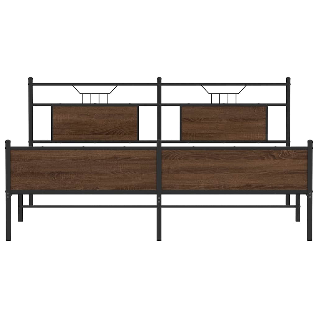 vidaXL Metallbett ohne Matratze Braun Eichen-Optik 160x200 cm