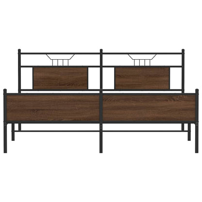 vidaXL Metallbett ohne Matratze Braun Eichen-Optik 160x200 cm
