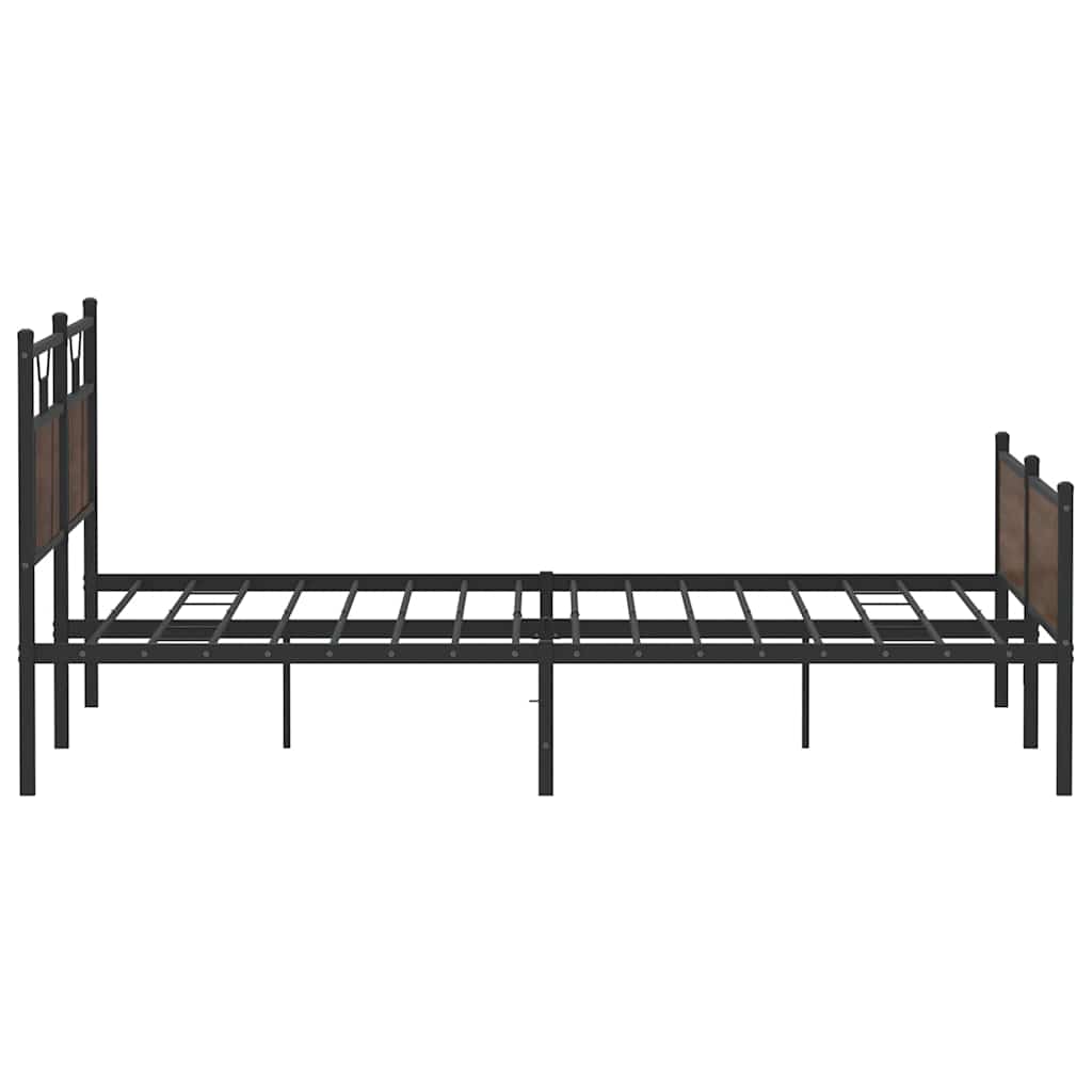 vidaXL Metallbett ohne Matratze Braun Eichen-Optik 160x200 cm