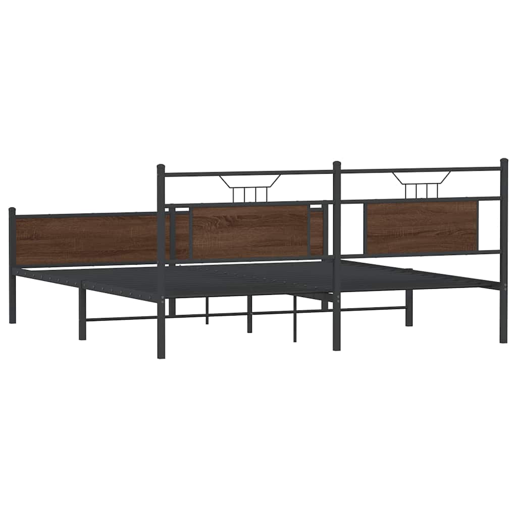 vidaXL Metallbett ohne Matratze Braun Eichen-Optik 160x200 cm