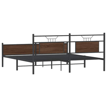 vidaXL Metallbett ohne Matratze Braun Eichen-Optik 160x200 cm