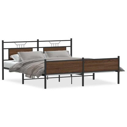 Metallbett ohne Matratze Braun Eichen-Optik 180x200 cm