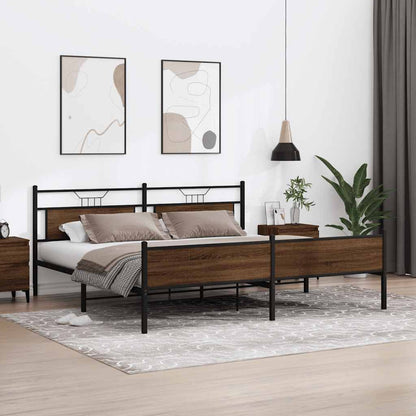 vidaXL Lit en métal sans matelas Marron aspect chêne 200x200 cm