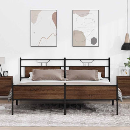 Metallbett ohne Matratze Braun Eichen-Optik 200x200 cm