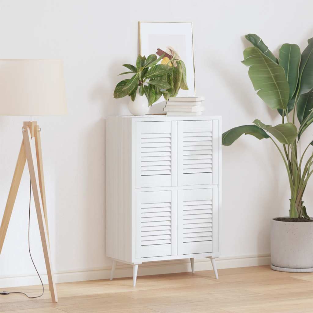 Schranktüren Lamellen-Design 4 Stk. Weiß 39,5x29,5 cm