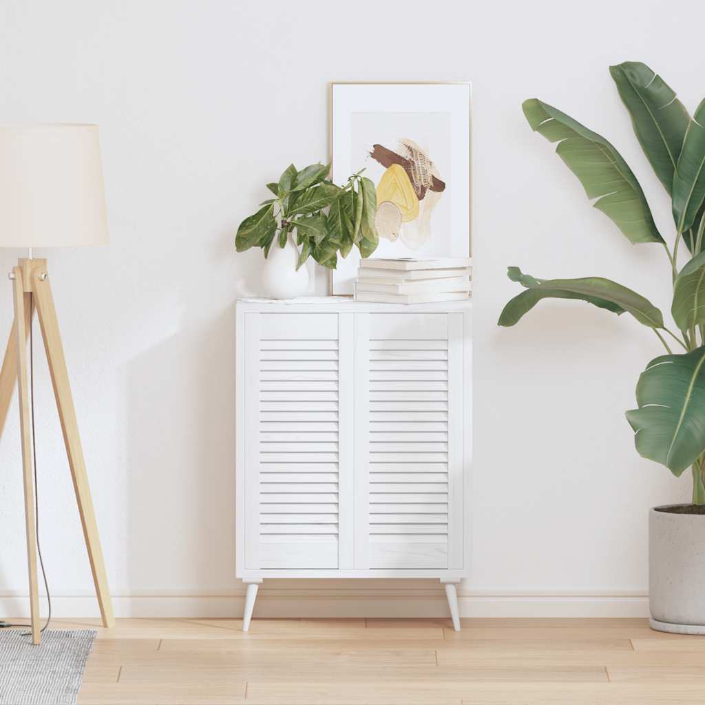 Schranktüren Lamellen-Design 2 Stk. Weiß 69x29,5 cm