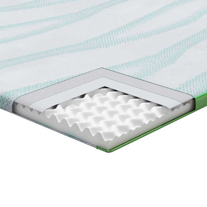 Matratzenauflage Weiß und Grün 140 x 200 cm Jacquard Stoff