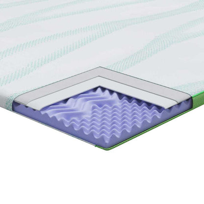 Matratzenauflage Weiß und Grün 70 x 200 cm Jacquard Stoff