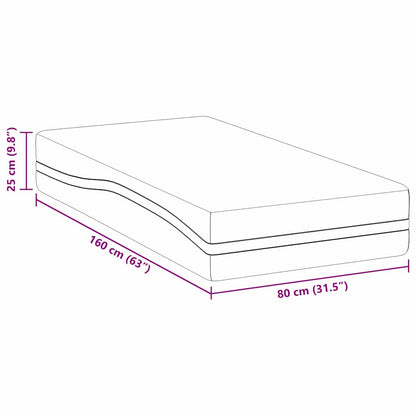 Matratze Weiß und Grau 80 x 160 cm Jacquard-Stoff