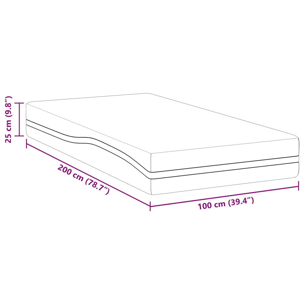Matratze Weiß und Grau 100 x 200 cm Jacquard-Stoff